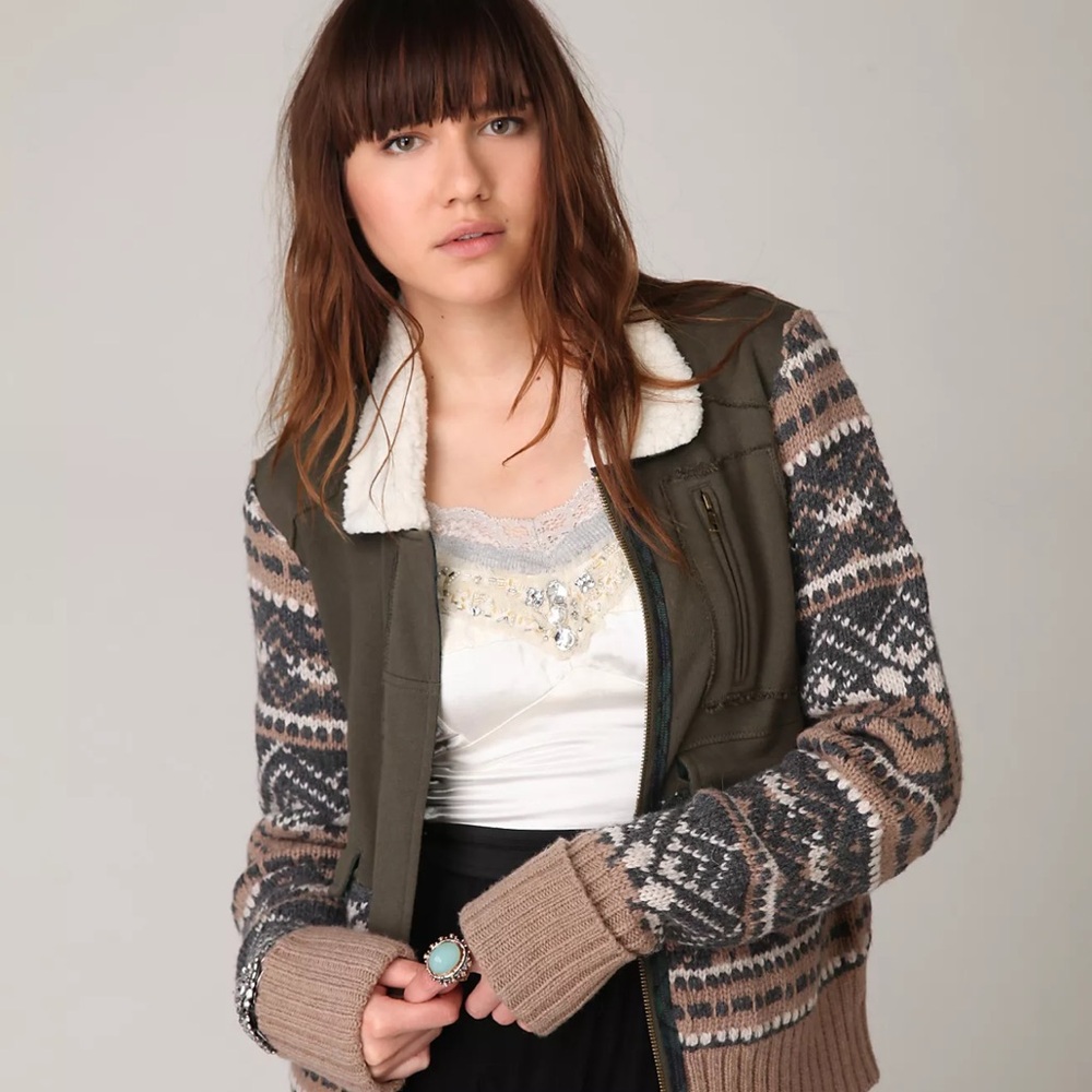 We The Free Fairisle Bomber Jacket | Free People | Size XS - Picture 2 of 8